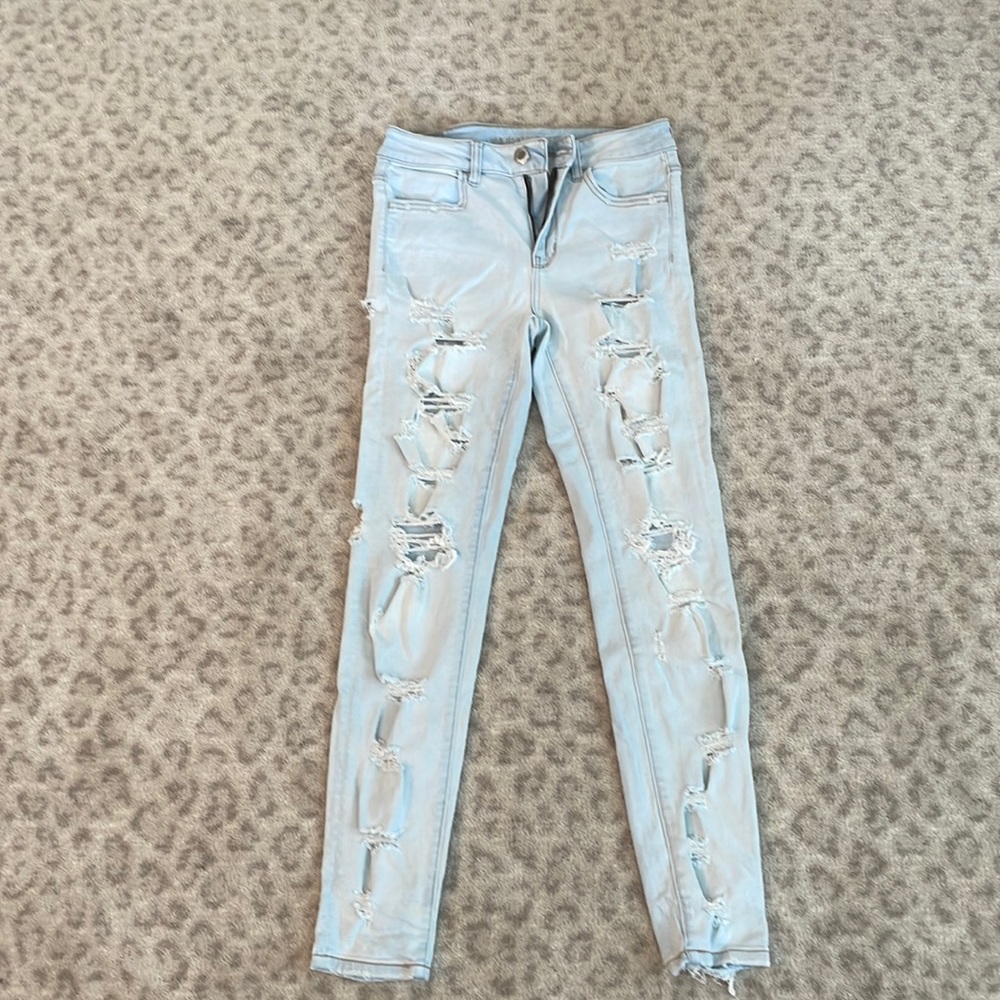 American Eagle light blue super stretch skinny jeans - Picture 1 of 2